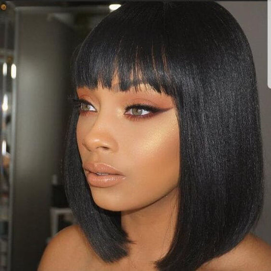 Classic Straight Bob with Bangs 13x4 Lace Front Wig | 100% Human Hair