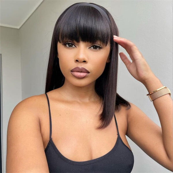 Classic Straight Bob with Bangs 13x4 Lace Front Wig | 100% Human Hair