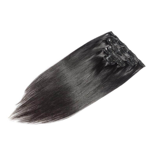 Premium #1B Natural Black Clip-In Hair Extensions | 100% Human Hair