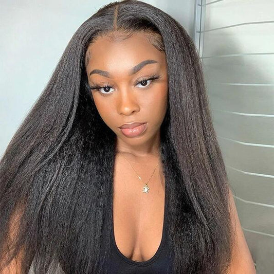 Sleek & Textured Kinky Straight 13x6 Lace Front Wig | Premium Human Hair