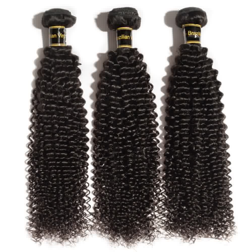 Premium #1B Natural Black Kinky Curly Bundles with 13×4 Lace Frontal | 100% Human Hair