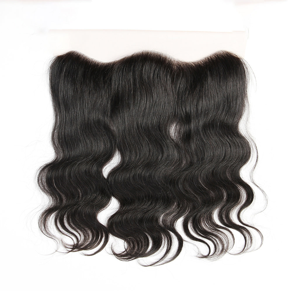 Premium #1B Natural Black Body Wave Bundles with 13×4 Lace Frontal | 100% Human Hair