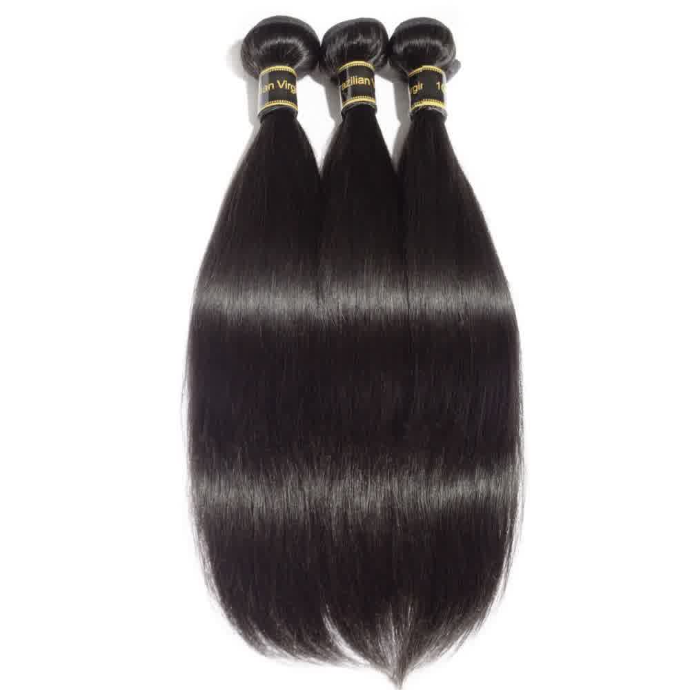 Premium #1B Natural Black Straight Bundles with 4×4 Lace Closure | 100% Human Hair