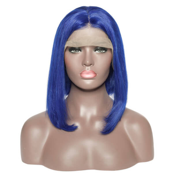 Vibrant Blue Straight Bob 13x4 Lace Front Wig | Premium Human Hair