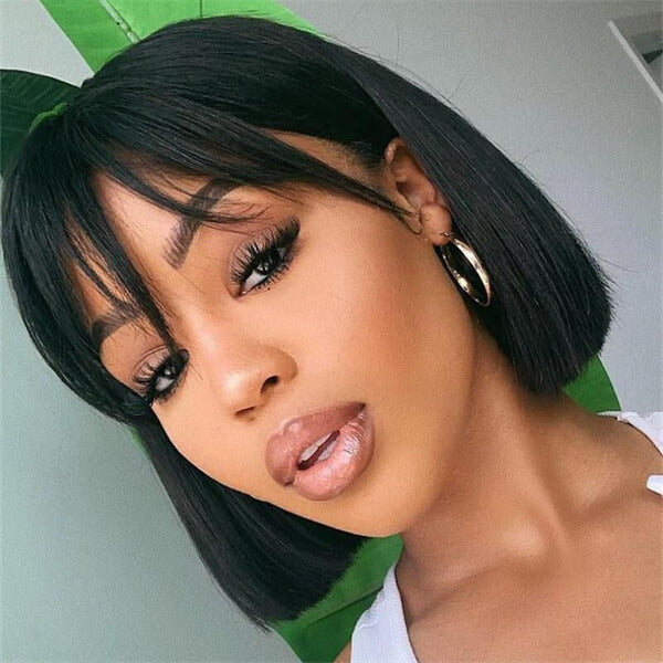 Classic Straight Bob with Bangs 13x4 Lace Front Wig | 100% Human Hair