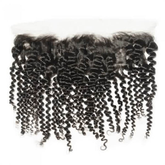 Premium #1B Natural Black Kinky Curly Bundles with 13×4 Lace Frontal | 100% Human Hair