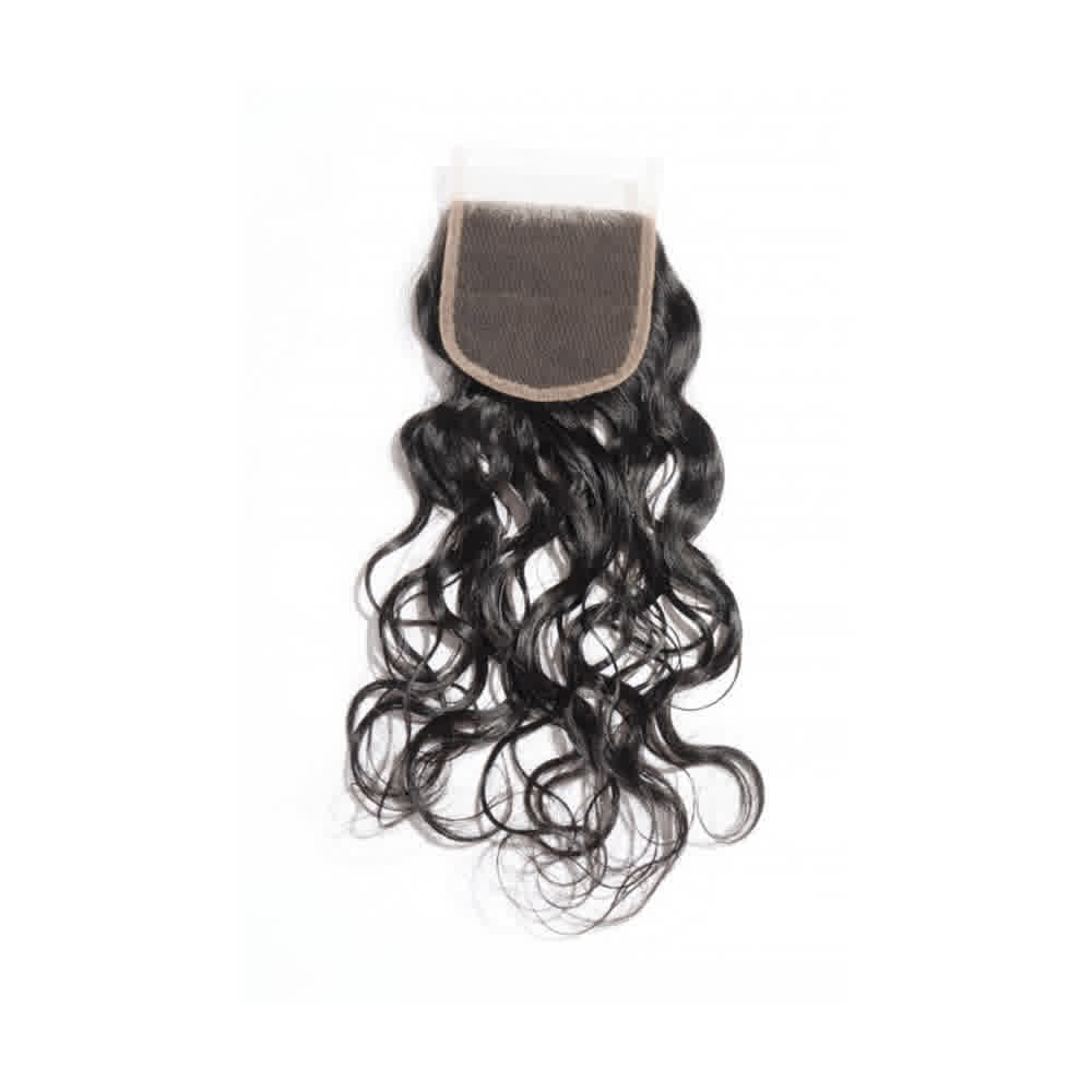 Premium #1B Natural Black Natural Wave Bundles with 4×4 Lace Closure | 100% Human Hair