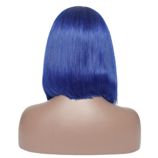 Vibrant Blue Straight Bob 13x4 Lace Front Wig | Premium Human Hair