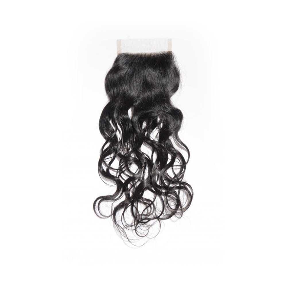 Premium #1B Natural Black Natural Wave Bundles with 4×4 Lace Closure | 100% Human Hair