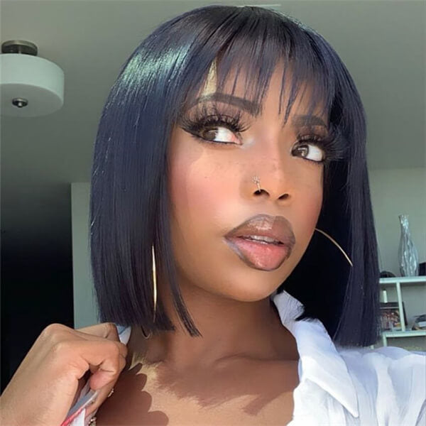 Classic Straight Bob with Bangs 13x4 Lace Front Wig | 100% Human Hair