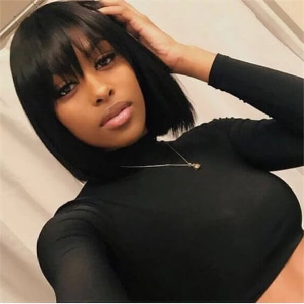 Classic Straight Bob with Bangs 13x4 Lace Front Wig | 100% Human Hair