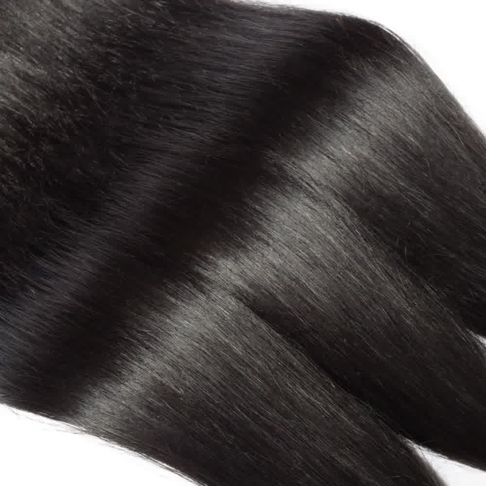 Premium #1B Natural Black Straight Bundles with 5×5 Lace Closure | 100% Human Hair