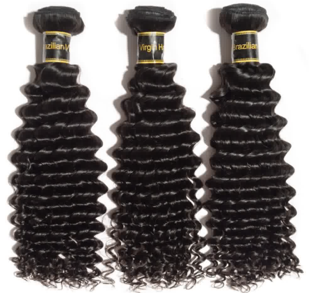 Premium #1B Natural Black Deep Wave Bundles with 13×6 Frontal | 100% Human Hair