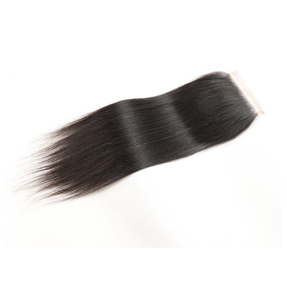 Premium #1B Natural Black Straight Bundles with 4×4 Lace Closure | 100% Human Hair